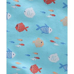 Babyhug 100% Cotton Half Sleeves Onesies Striped And Fish Print - Blue Orange