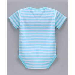 Babyhug 100% Cotton Half Sleeves Onesies Striped And Fish Print - Blue Orange