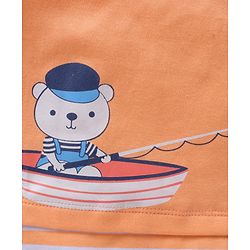 Babyhug 100% Cotton Half Sleeves Onesies Striped And Fish Print - Blue Orange