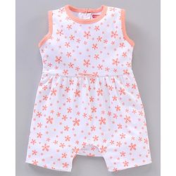 Babyhug 100% Cotton Sleeveless Rompers Floral Print Pack Of 2 - Multicolor
