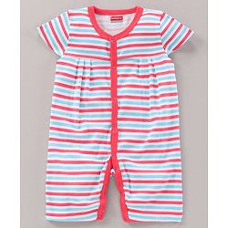 Babyhug 100% Cotton Short Cap Sleeves Rompers Stripe & Strawberry Print Pack Of 2 - Multicolor