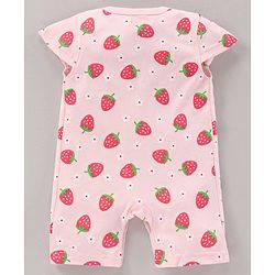 Babyhug 100% Cotton Short Cap Sleeves Rompers Stripe & Strawberry Print Pack Of 2 - Multicolor