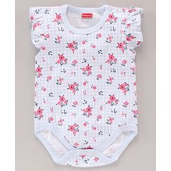 Babyhug 100% Cotton Short Cap Frill Sleeves Onesies Pack of 3 - Multicolor