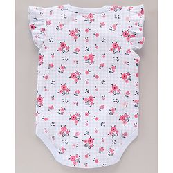 Babyhug 100% Cotton Short Cap Frill Sleeves Onesies Pack of 3 - Multicolor