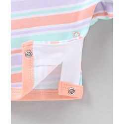 Babyhug 100% Cotton Half Sleeves Romper Rhino & Stripes Print- Orange