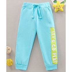 Babyhug Full Length Track Pant Text Printed- Sky Blue