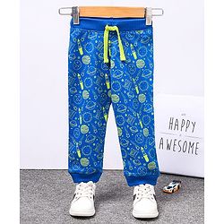 Babyhug Full Length Printed Track Pants - Blue