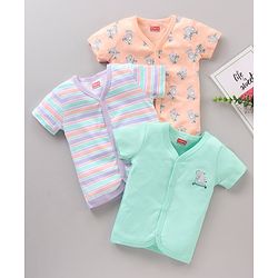 Babyhug 100%Cotton Half Sleeves Vests Pack of 3 - Multicolour