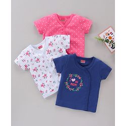 Babyhug 100% Cotton Half Sleeves Vests Pack of 3 - Multicolor