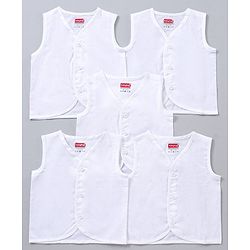 Babyhug Sleeveless 100% Cotton Jhablas Pack Of 5 - White