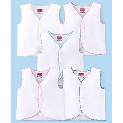 Babyhug Sleeveless 100% Cotton Jhablas Pack Of 5 - White