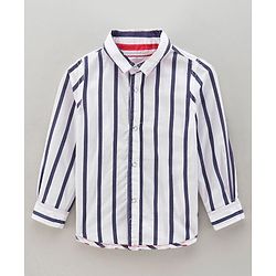 Babyhug Cotton Woven Full Sleeves Striped Reversible Shirt - Blue Red