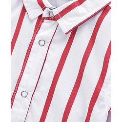 Babyhug Cotton Woven Full Sleeves Striped Reversible Shirt - Blue Red