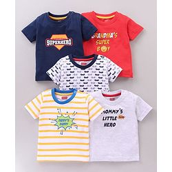 Babyhug Half Sleeves T-Shirts Multi Print Pack Of 5 - Multicolor