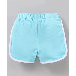 Babyhug Knit Shorts With Ribbed Waist Placement Print- Blue