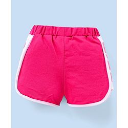Babyhug Knitted Shorts With Cute Hd Print At Side Panel - Dark Pink