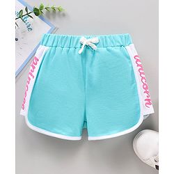 Babyhug Knit Shorts Placement Print- Blue