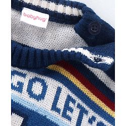 Babyhug Full Sleeves Knit Jacquard Sweater - Navy