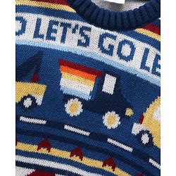 Babyhug Full Sleeves Knit Jacquard Sweater - Navy