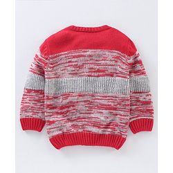 Babyhug Full Sleeves Cable Knit Sweater Color Block Design - Red