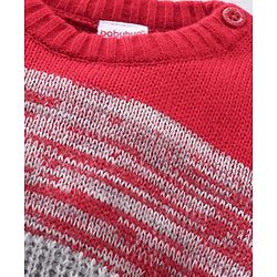 Babyhug Full Sleeves Cable Knit Sweater Color Block Design - Red