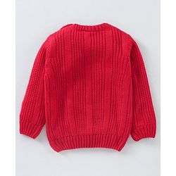 Babyhug Full Sleeves Cable Knit Sweater - Red