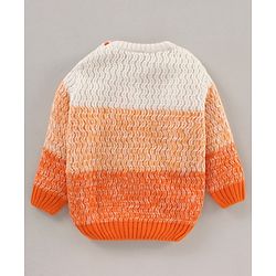 Babyhug Full Sleeves Cable Knit Sweater Color Block Design- Orange