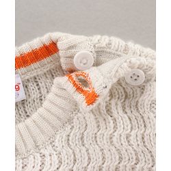 Babyhug Full Sleeves Cable Knit Sweater Color Block Design- Orange