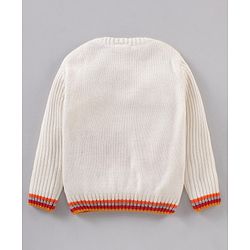 Babyhug Full Sleeves Cable Knit Sweater - White