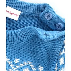 Babyhug Full Sleeves Knit Jacquard Sweater - Blue