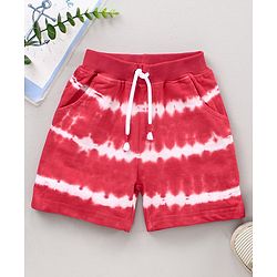 Babyhug Cotton Shorts Tie & Dye Print- Red