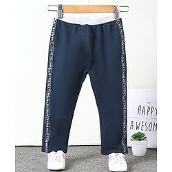 Babyhug Full Length Knit Stretchable Jeggings Solid- Blue