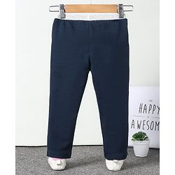 Babyhug Full Length Knit Stretchable Jeggings Solid- Blue