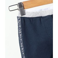 Babyhug Full Length Knit Stretchable Jeggings Solid- Blue