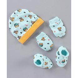 Babyhug 100% Cotton Cap Mitten & Booties Set - Diameter 12 cm