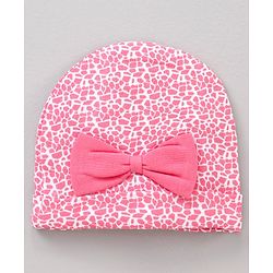 Babyhug 100 % Cotton Caps Printed Pack Of 2 White Pink - Diameter 10.5 cm