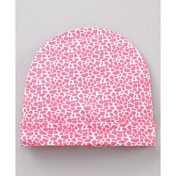 Babyhug 100 % Cotton Caps Printed Pack Of 2 White Pink - Diameter 10.5 cm