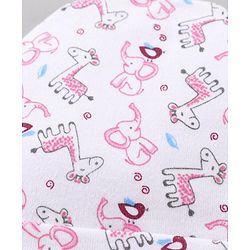 Babyhug 100 % Cotton Caps Printed Pack Of 2 White Pink - Diameter 10.5 cm