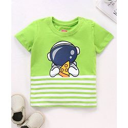 Babyhug Half Sleeves T-Shirt Astronaut Print - Green