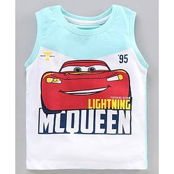 Babyhug Sleeveless T-Shirt Car Print - Blue White