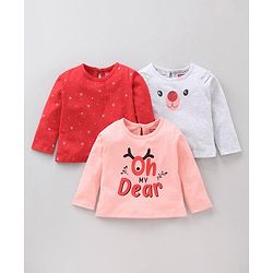 Babyhug Full Sleeves Tops With Graphics Print Pack Of 3 - Multicolor