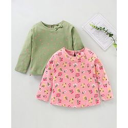 Babyhug Full Sleeves Top Floral Print Pack of 2  - Multicolor