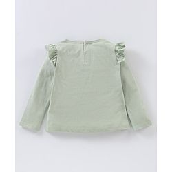 Babyhug Full Sleeves Tee with Graphics And Frill Detailing - Olive Green