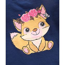 Babyhug 100% Cotton Knit Full Sleeves T-Shirt Fox Print - Navy