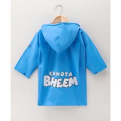 Babyhug Full Sleeves Hooded Raincoat Chhota Bheem Print - Blue