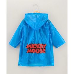 Babyhug Full Sleeves Hooded Raincoat Disney Mickey Print - Blue