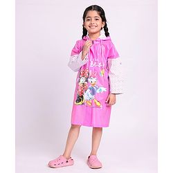 Babyhug Full Sleeves Hooded Raincoat Disney Minne Mouse Print - Purple