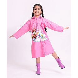 Babyhug Full Sleeves Hooded Raincoat Disney Minnie Print - Purple