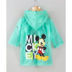 Babyhug Full Sleeves Hooded Raincoat Disney Micky Mouse & Friends Print - Sky Blue