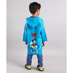 Babyhug Full Sleeves Hooded Raincoat Disney Mickey Mouse Print - Blue